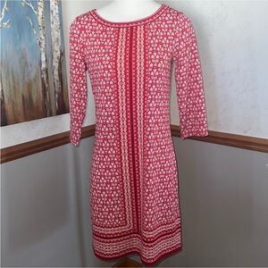 Max Studio Red and White Long Sleeve Dress